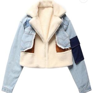 NEVER WORN BIDA CROPPED JEAN PATCHWORK JACKET